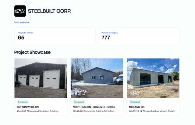 Steel Built Corp portfolio screenshot